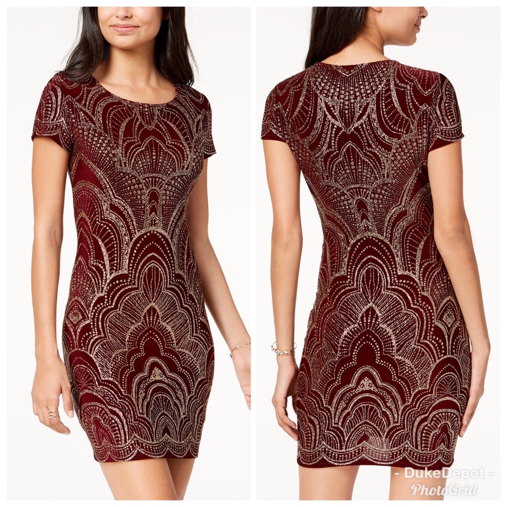 Stunning Juniors' Glitter-Printed T-Shirt Dress